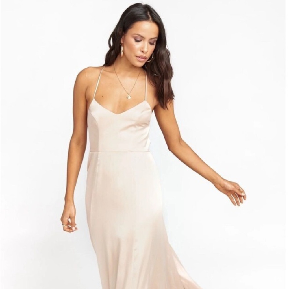 Show Me Your Mumu Godshaw Goddess Gown Champagne Luxe Satin XL